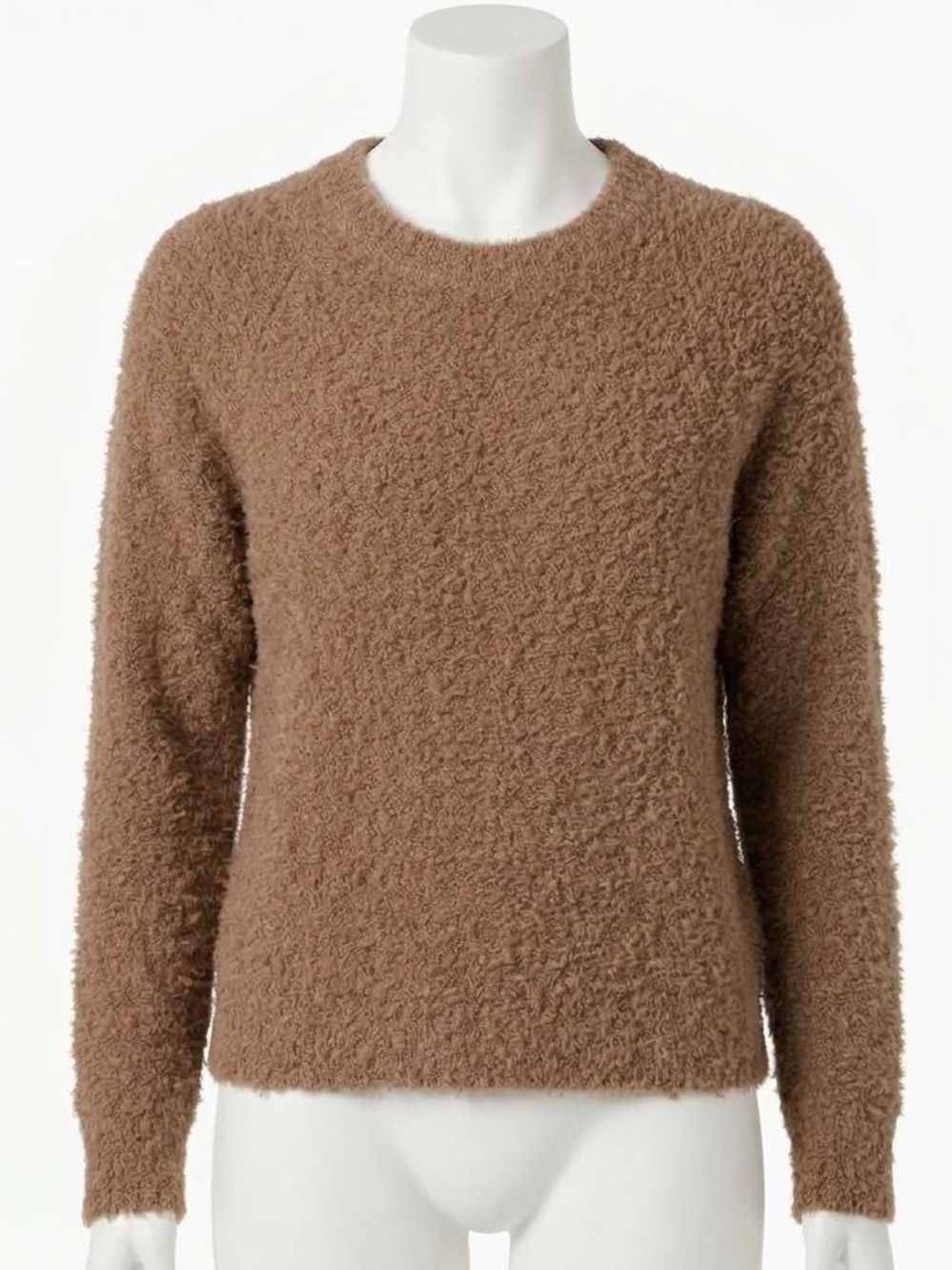 Wilfred Mohair Wool Italian Cozy Textured Crewneck Sweater - Rose Taupe Brown